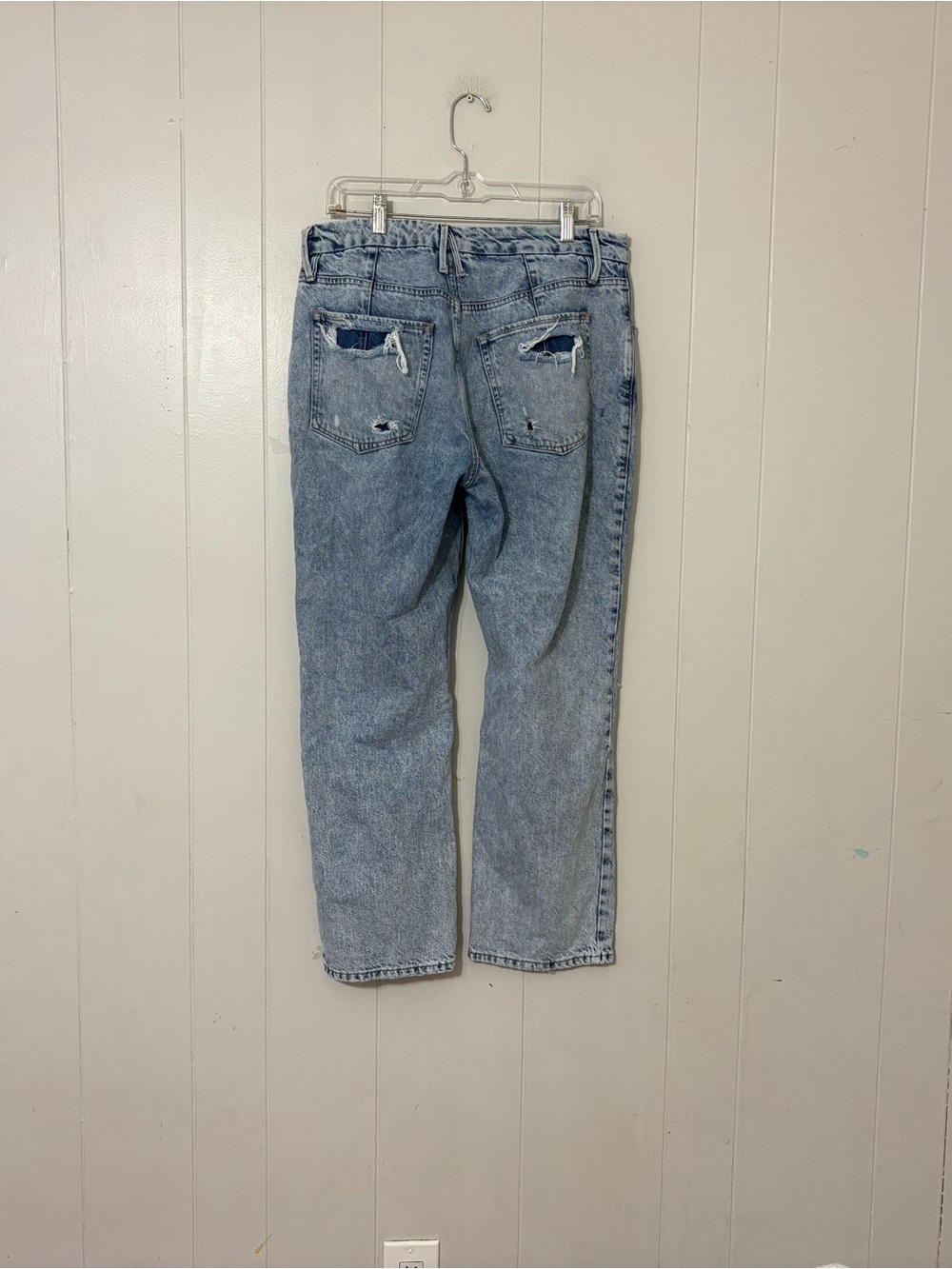 Good American Good Heritage Straight Boyfriend Jeans Distressed Blue 10/30 - Picture 6 of 8